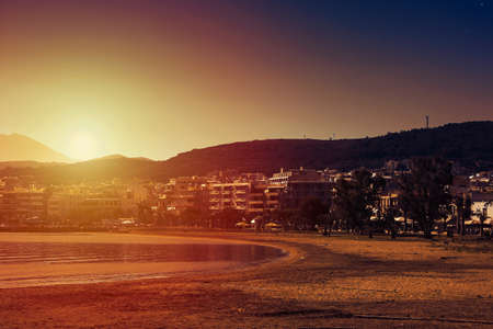 Beautiful sunrise on the southern beach. Mystical sunrise on the coast of the sea.の写真素材