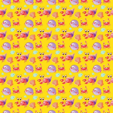 Sea life - seamless texture for background or scrapbookingの写真素材