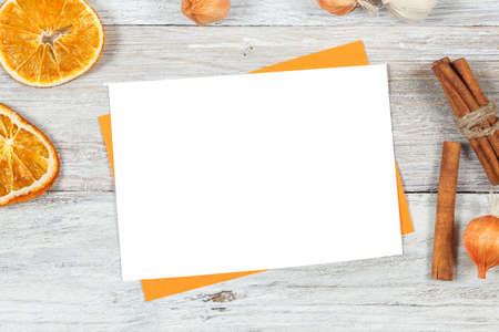 Greeting Card Mockup, Birthday or Party Invitation Blank Card, Styled Fall Photography, Card Templateの写真素材
