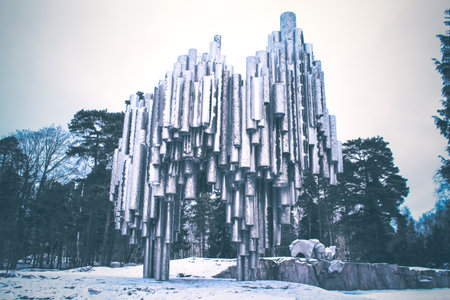 Finland - Monument to Jan Sibelius - Stylized Trumpets of the Organ - Majestic Ð¡onstructionのeditorial素材
