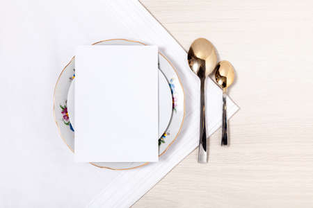 Wedding Menu Card, Blank Invitation Mockup, Minimalist Wedding Invitation Template, Elegant Designの写真素材