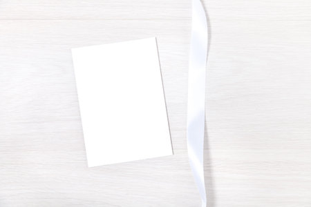 Wedding Invitation Mockup, Blank Party Invitation Card with Satin Ribbon