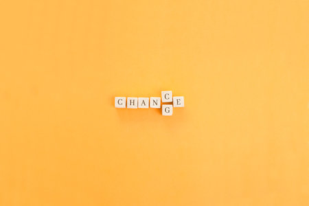 Changing the word made up of cubes with letters, turning Chance word into Change. The concept of self-change, personal growth and self-development.の写真素材