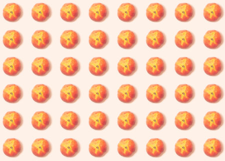 Creative summer pattern with peaches on a pink background - background with tropical fruits