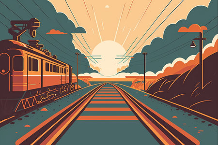 Railway. The concept of rail transportation.の素材