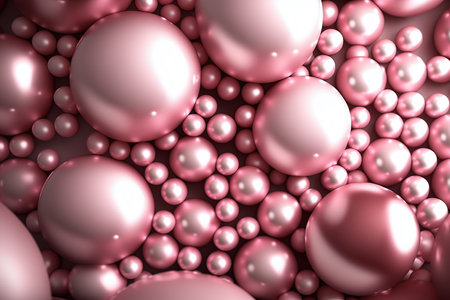 Abstract background made of pink mother-of-pearl balls created with Generative AI technology.の素材
