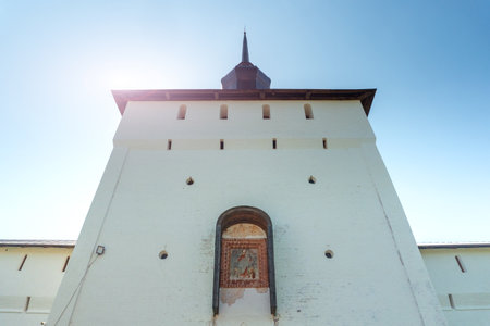 Kazan Tower of the Kirillo-Belozersky Monastery. Orthodox monastery. Monument of medieval architecture.の写真素材