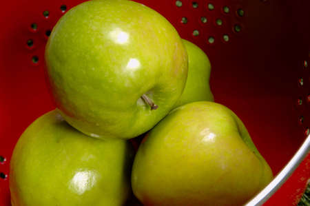 Green Apple in Colander - Granny Smith Applesの写真素材