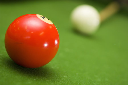 Lining up a shot in game of pool