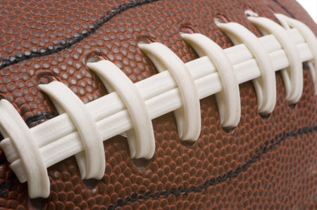 Extreme closeup of american football laces, detail in grain of leather is very sharpの写真素材