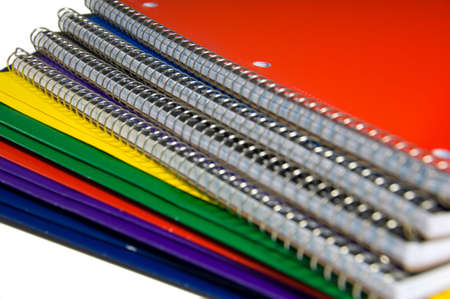 New colorful school supplies on white backgroundの写真素材