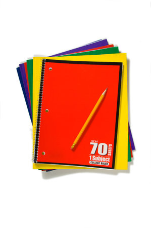 New colorful school supplies on white background