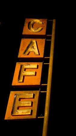 Vintage Cafe Sign Painted with lightの写真素材