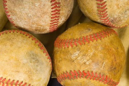 antique baseballs on vintage patriotic bunting