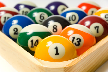 Pool Balls in rack  - focus on the one ball