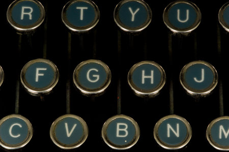 close-up of old, antique, vintage typewriter keysの写真素材