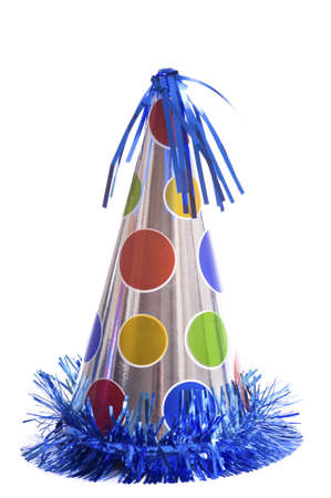 Birthday party hats on a white backgroundの写真素材