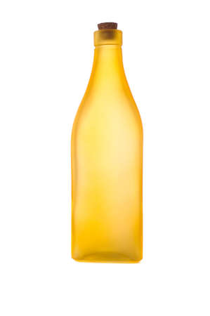 Colorful bottles on a white background with copy spaceの写真素材
