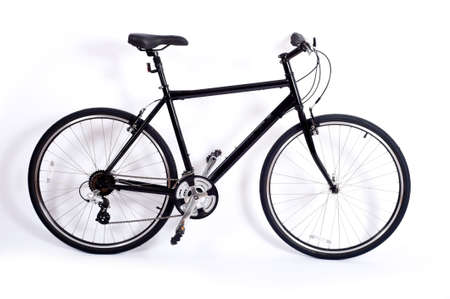 a black men's bicycle on a white backgroundの写真素材