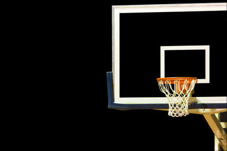 A glass basketball goal on a black background with copy spaceの写真素材