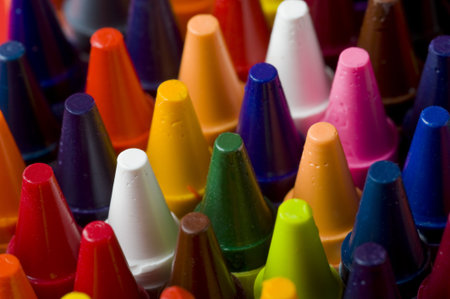 A background consisting of fresh new crayons or pastelsの写真素材