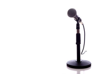 A microphone on a white background with copy spaceの写真素材