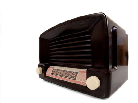 A vintage antique radio on a white background with copy spaceの写真素材