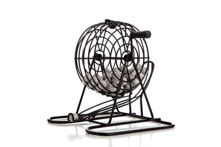 A bingo game hopper on a white backgroundの写真素材