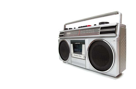 An old jam box on a white backgroundの写真素材