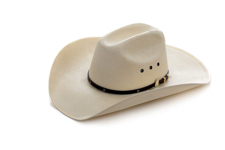 A white cowboy hat on a white backgroundの写真素材