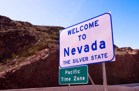Welcome to Nevada road sign - the silver stateの写真素材