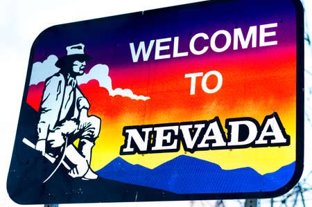 Welcome to Nevada state border signのeditorial素材