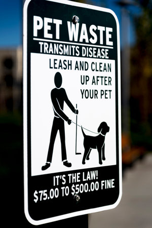 A clean up after pet sign from an angle