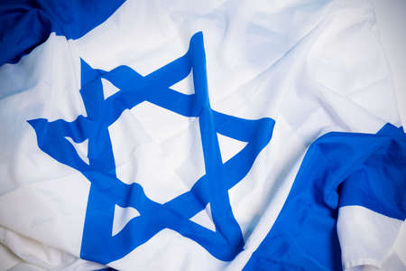Flag of the nation of Israel with the star of Davidの写真素材