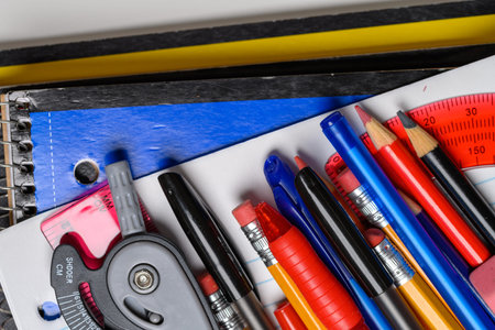 School supplies on a white background