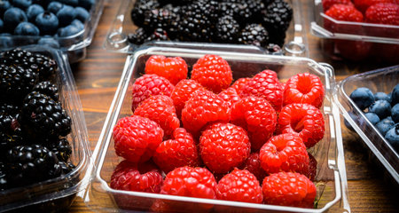 Assorted Berries on wood background