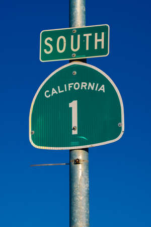 THe Pacific Coast Highway 1 sign in Californiaの写真素材