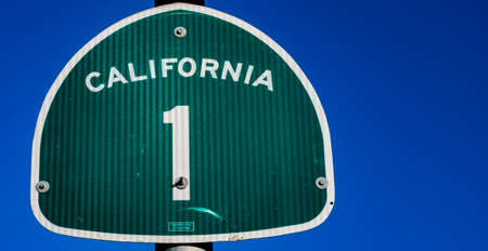 THe Pacific Coast Highway 1 sign in Californiaの写真素材