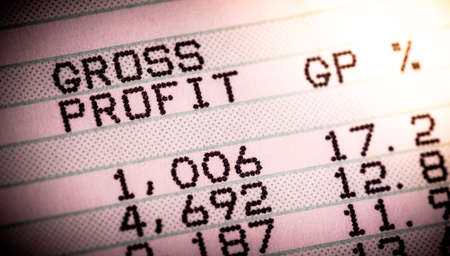 Green bar Sales report showing gross profitの写真素材