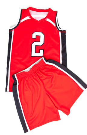 Red basketball uniform on white backgroundの写真素材