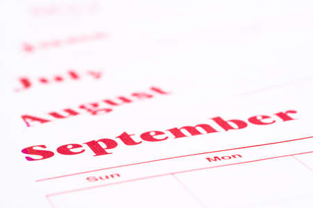 A monthly annual calendar with several months on a white backgroundの写真素材