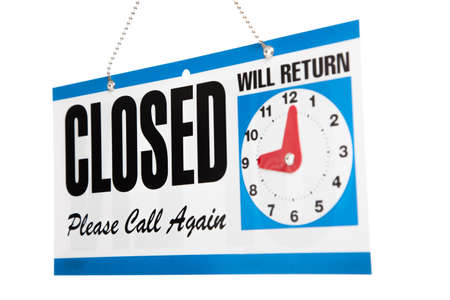 Business closed sign on a white backgroundの写真素材