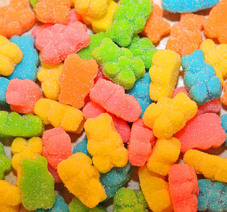 Colorful jelly candies on a background, jelly bears