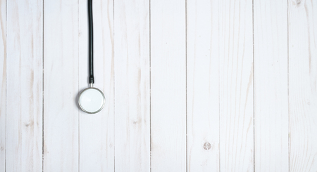Medical stethoscope on white desk. Medicine conceptの写真素材