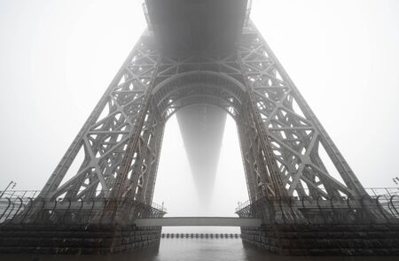 Morning fog. George Washington bridge in a foggy dayの写真素材