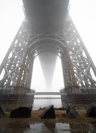 Morning fog. George Washington bridge in a foggy dayの写真素材