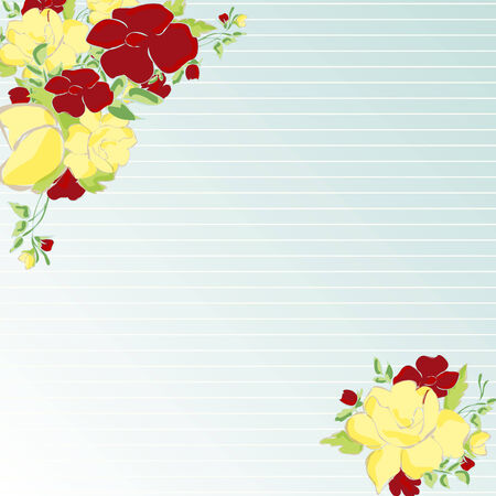 Double  frame with two colorful watercolor flowersの写真素材