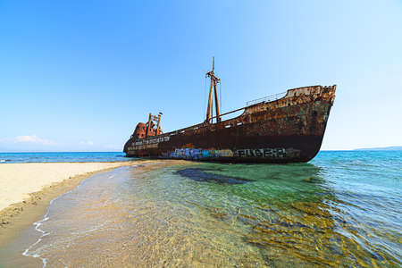 wreck on the beachの写真素材