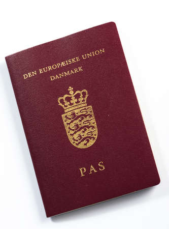 Passport from Denmark, isolated on whiteの写真素材