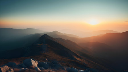 Standing at the top of a mountain offers a breathtaking and awe-inspiring view of the surrounding landscape.の素材
